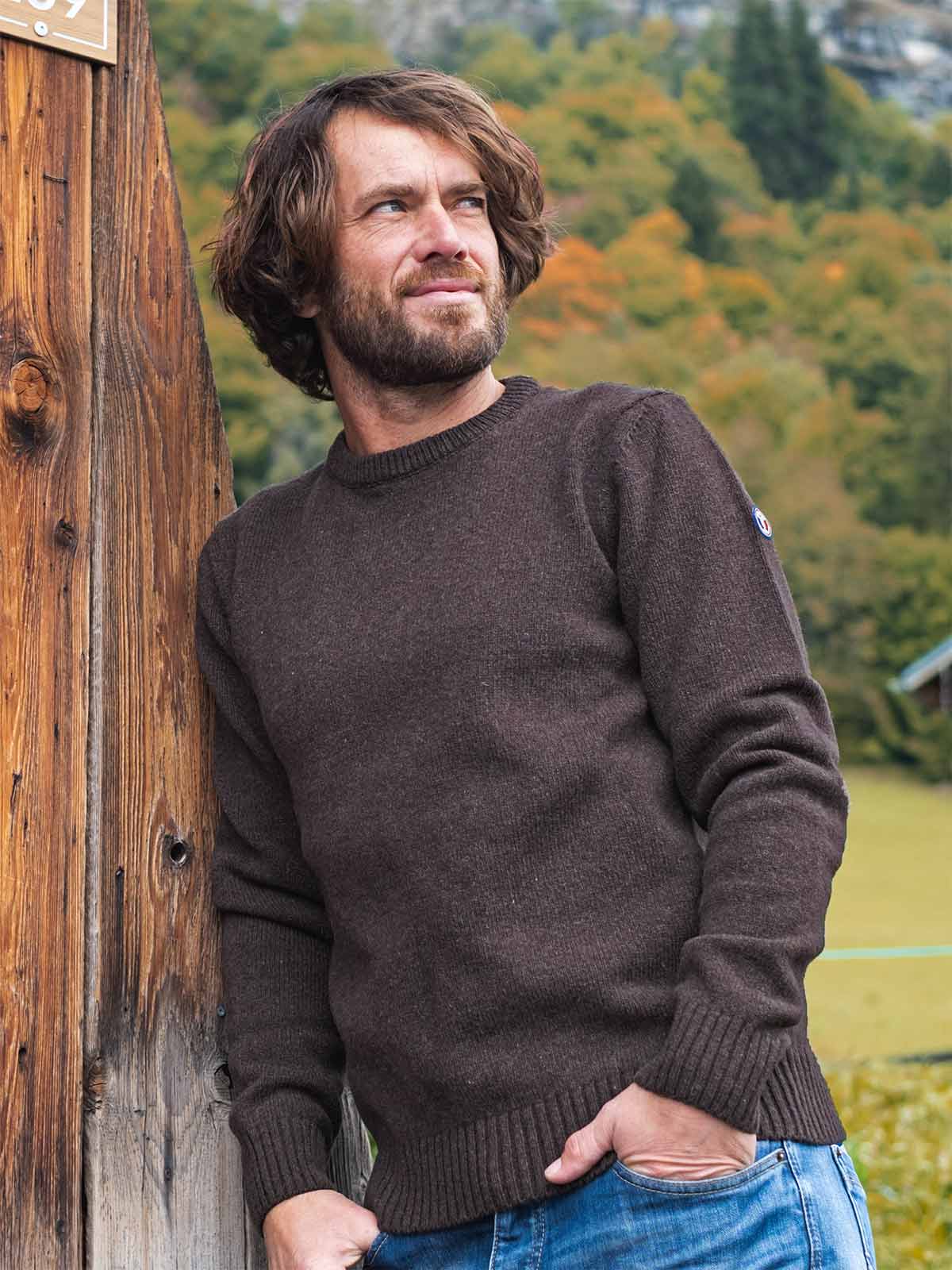 Pull mérinos Homme Le Frileux Chocolat 