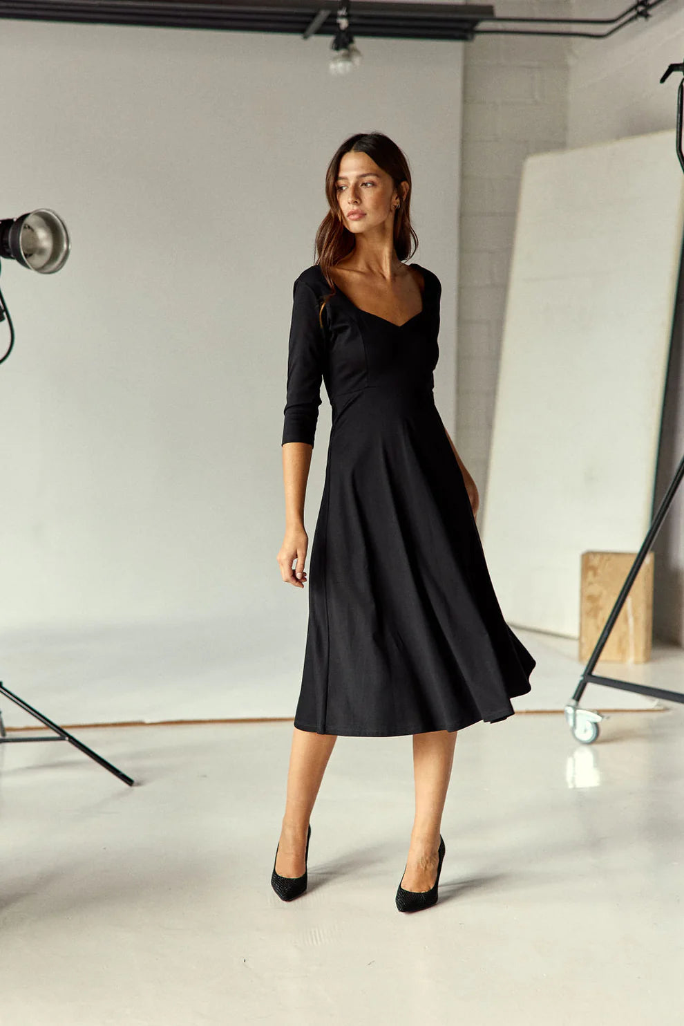 Schwarzes Midikleid Katy