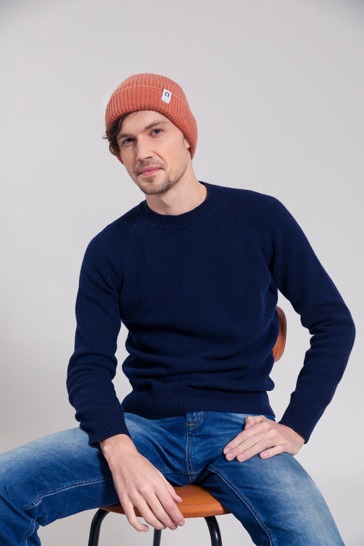 Unisex cashmere beanie Marcello grapefruit