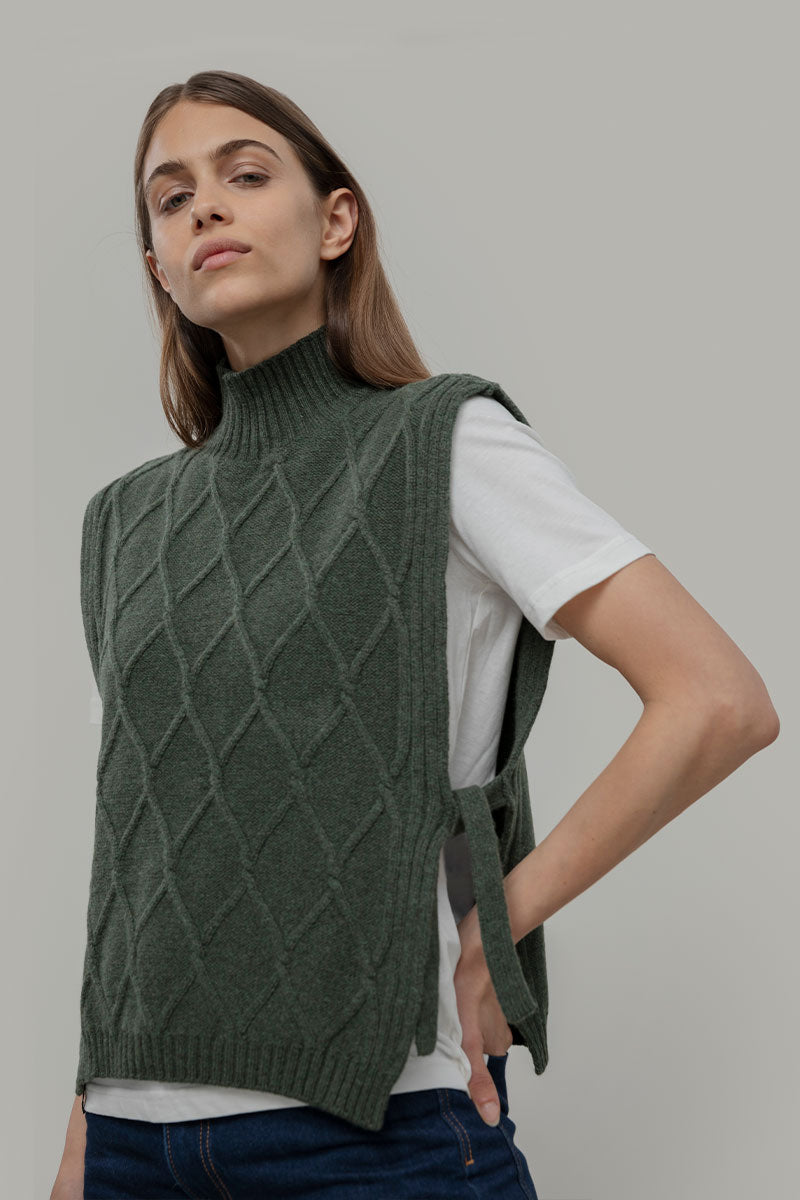 Wool Vest Delia Green