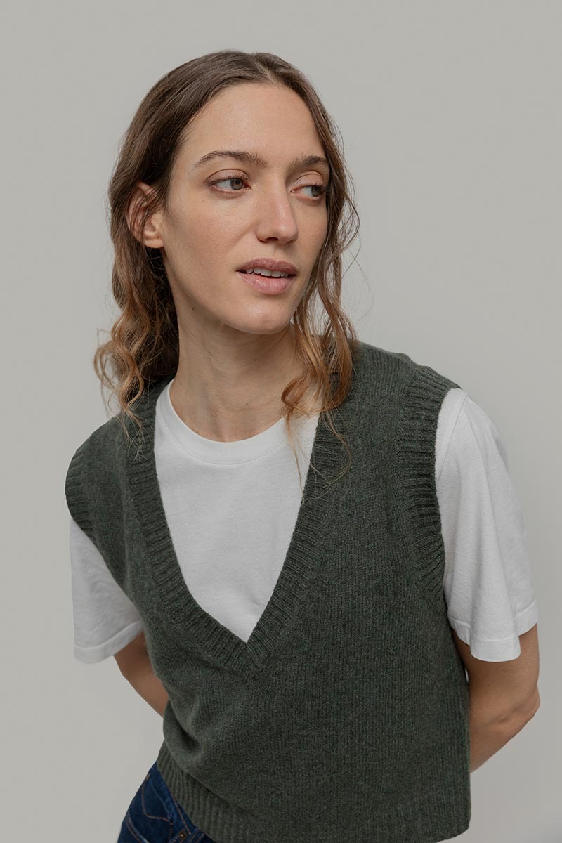 Ärmelloser Pullover Melania Waldgrün