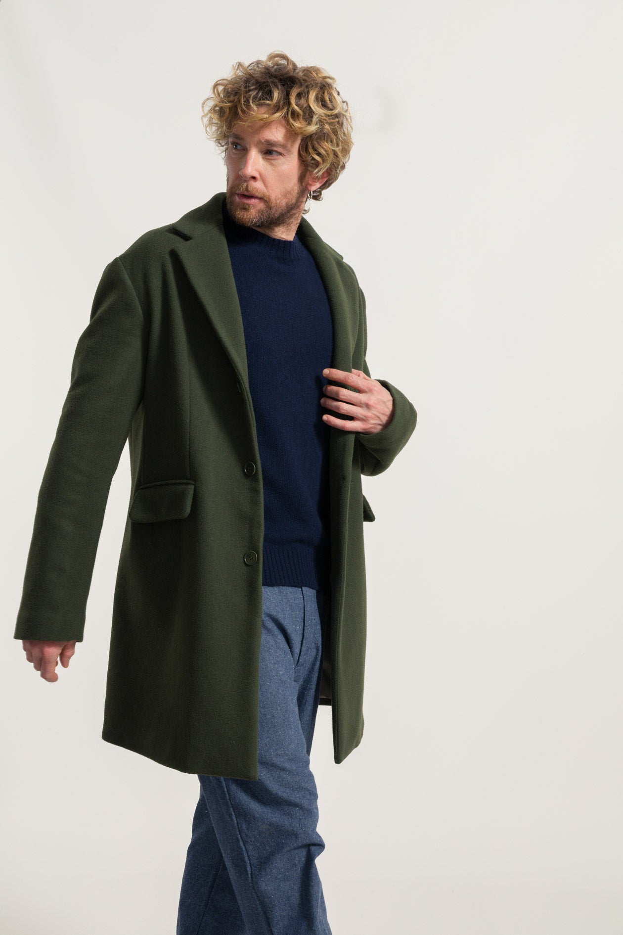 Recycled Wool Coat Gilberto Khaki