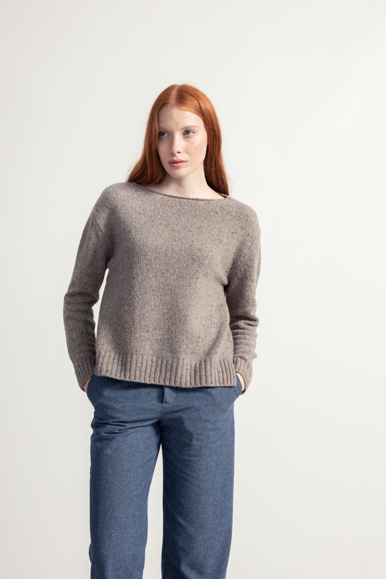 Melierter Kaschmirpullover Eloisa Grau