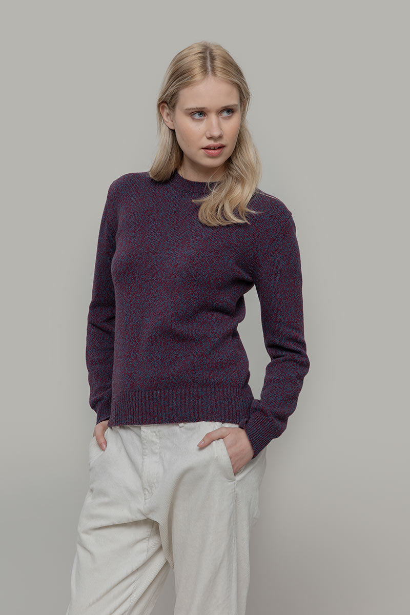Pullover Edda Bordeaux Blau Meliert