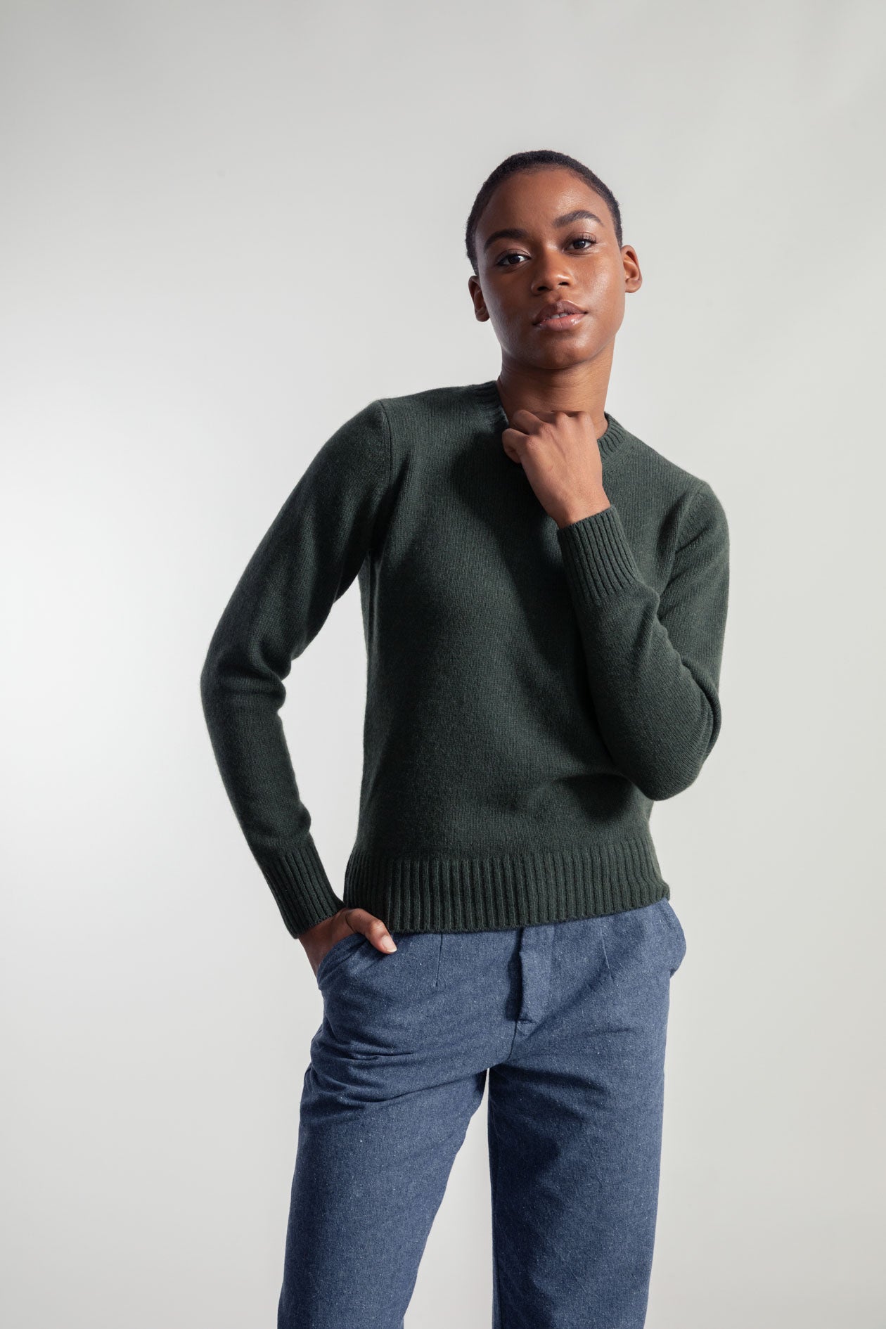 Cashmere sweater Edda Forest green