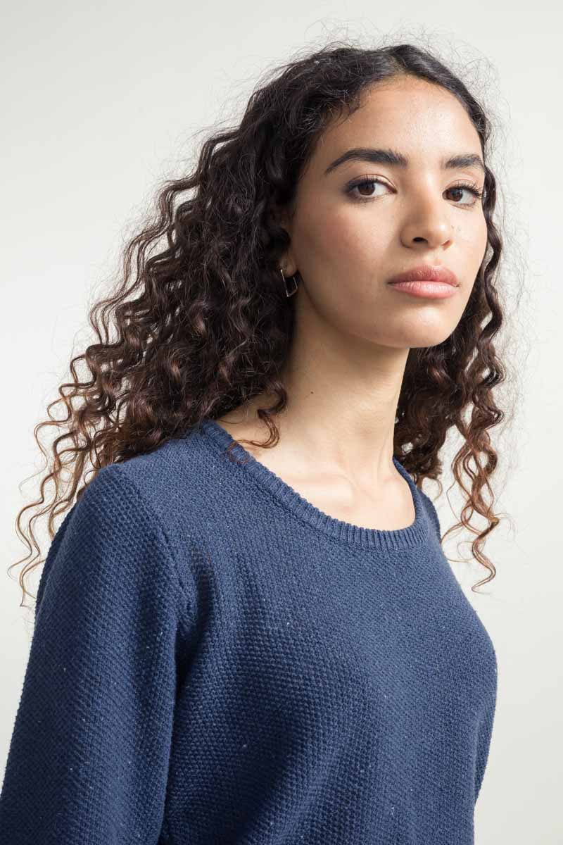 Pull Coton recyclé Grazia Bleu baltique