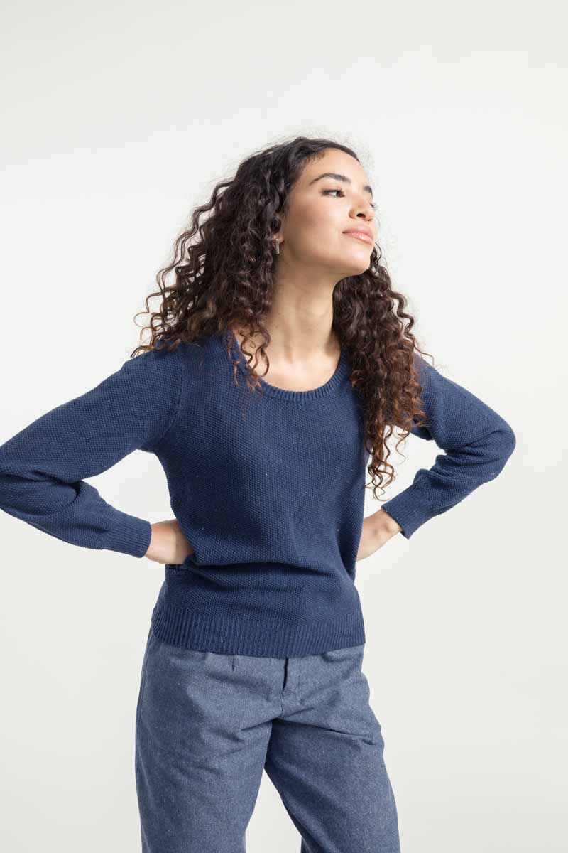 Pull Coton recyclé Grazia Bleu baltique