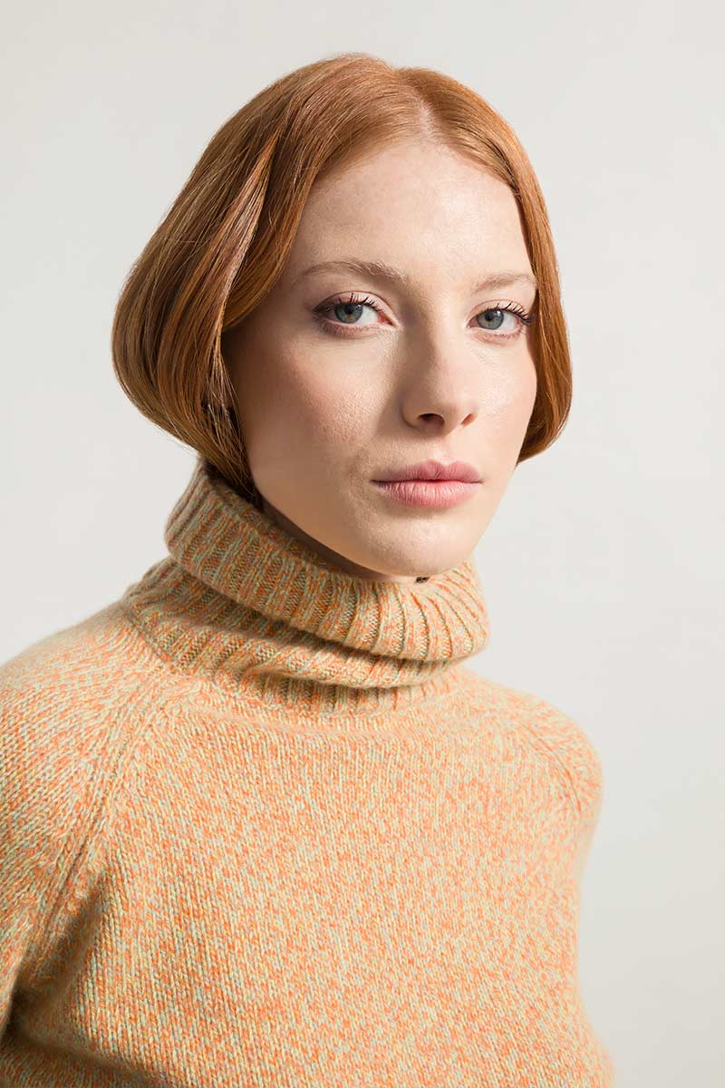 Warm Kaschmir Rollkragen-Pullover Susanna Orange