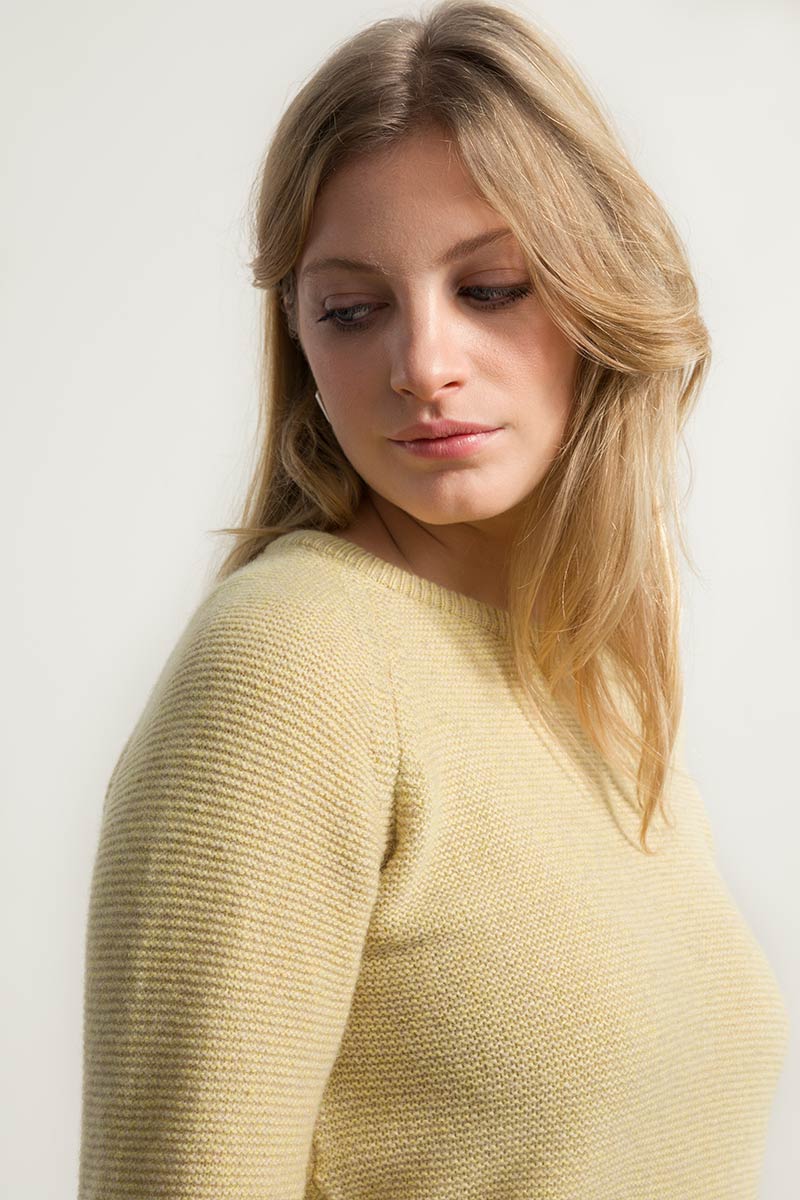 Damen-Pullover aus recycelten Kaschmir Giulietta Gelb meliert
