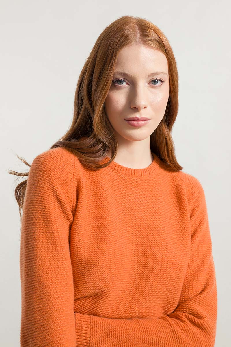 Damen-Pullover aus recycelten Kaschmir Giulietta Pumpkin
