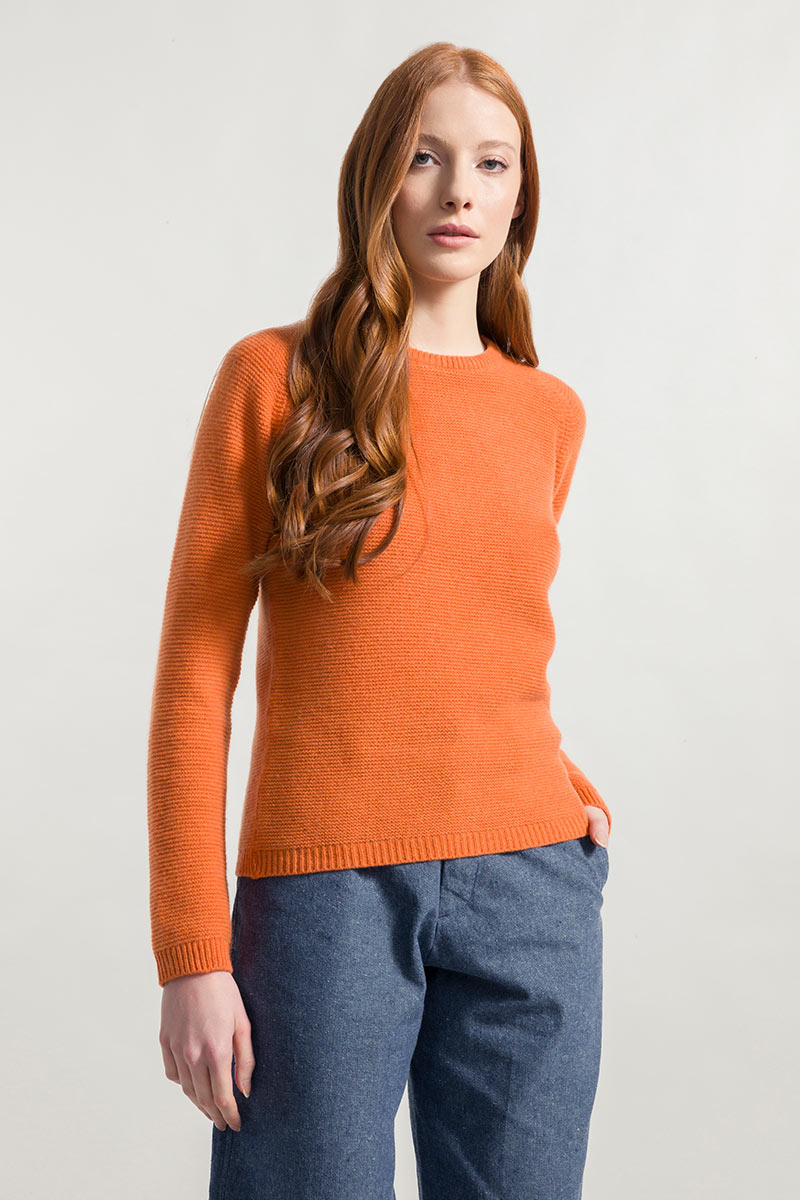 Damen-Pullover aus recycelten Kaschmir Giulietta Pumpkin