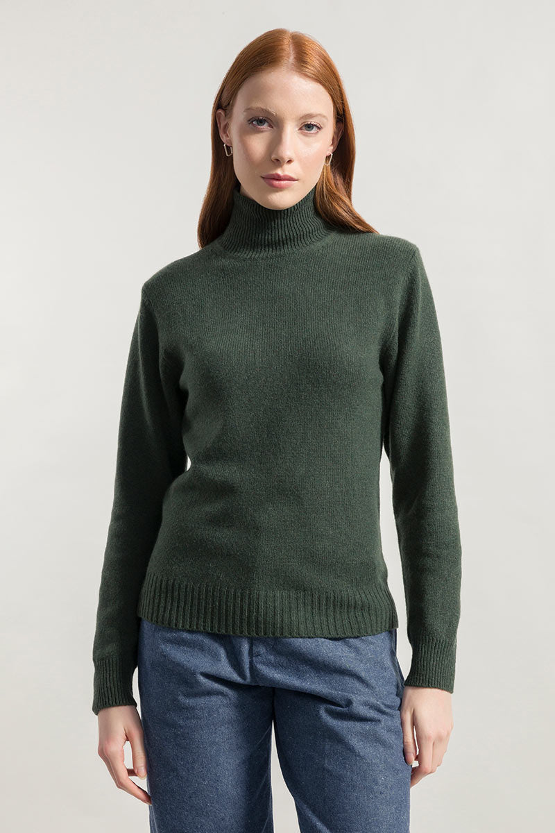 Cashmere turtleneck sweater Ada Forest green