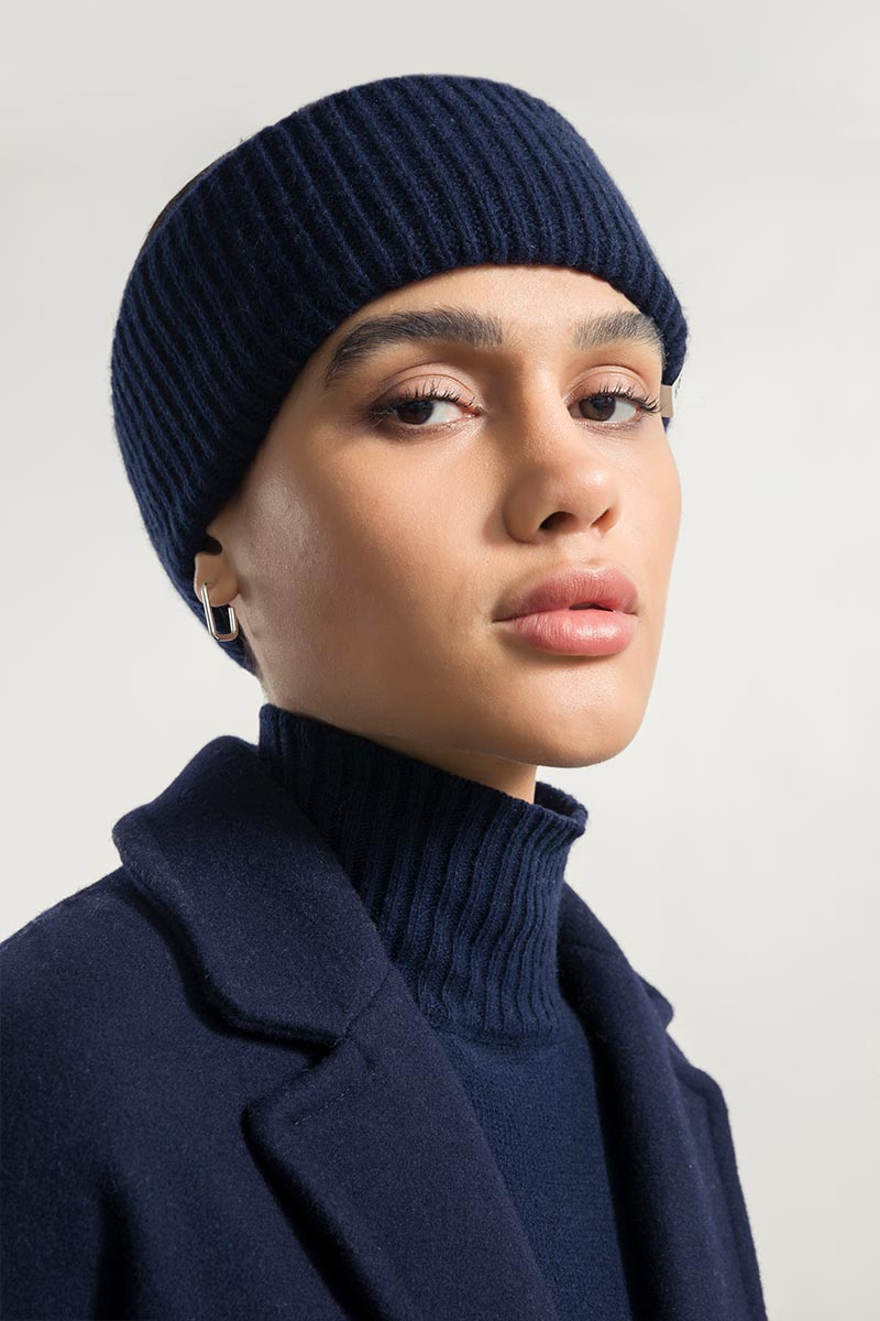 Women cashmere headband Lara Navy