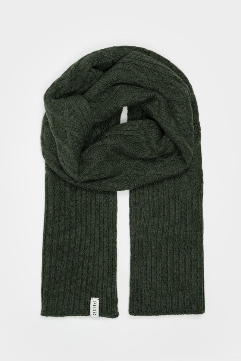 Recycled wool scarf Simone Green Forest