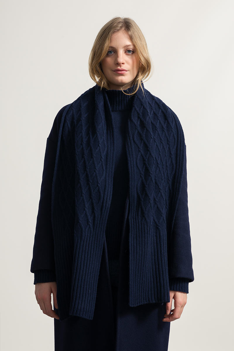 Recycled wool scarf Simone Navy