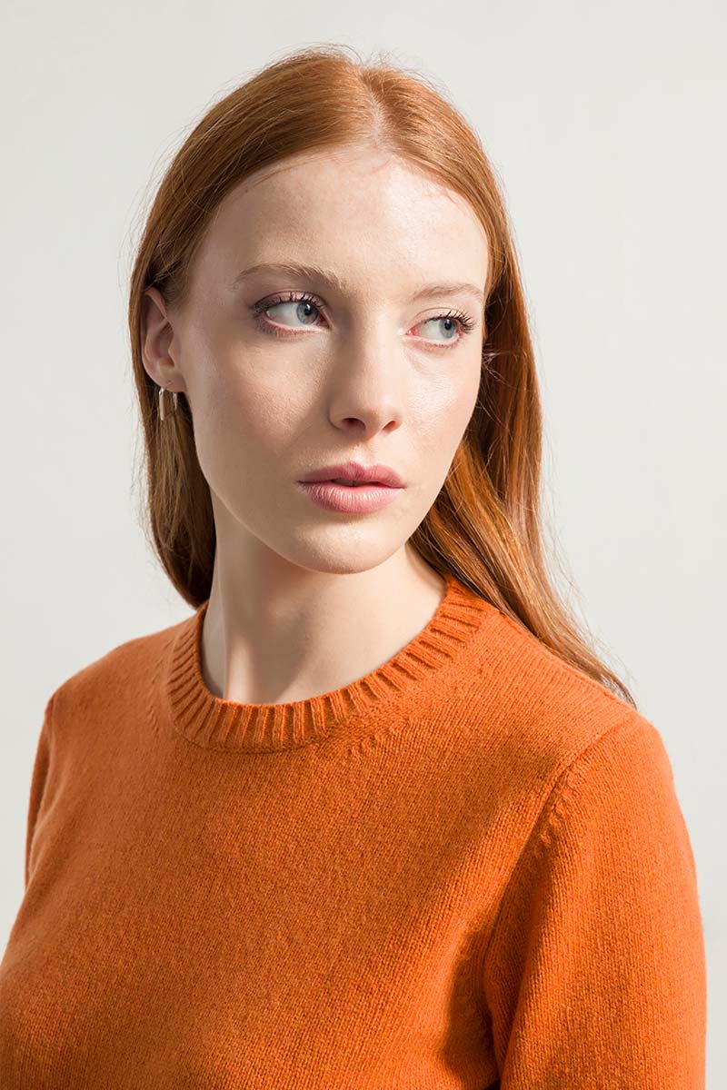 Pullover aus recycelter feiner Wolle Laura Orange