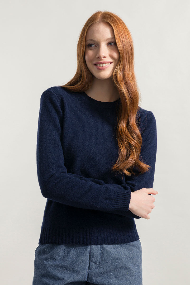 Wolle-Pullover Laura Marineblau
