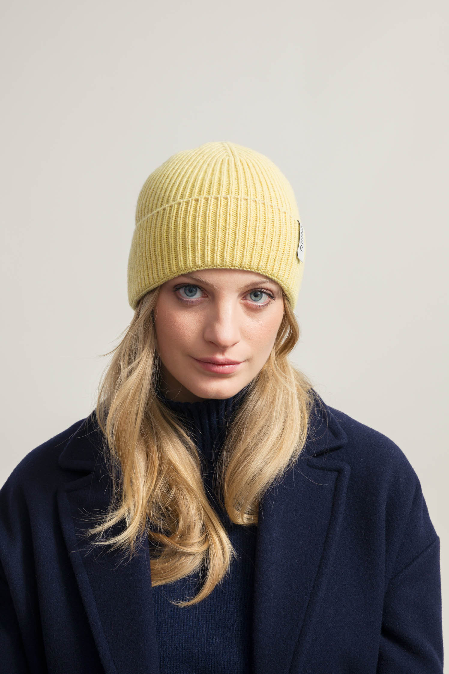 Cashmere beanie Marcello mottled yellow