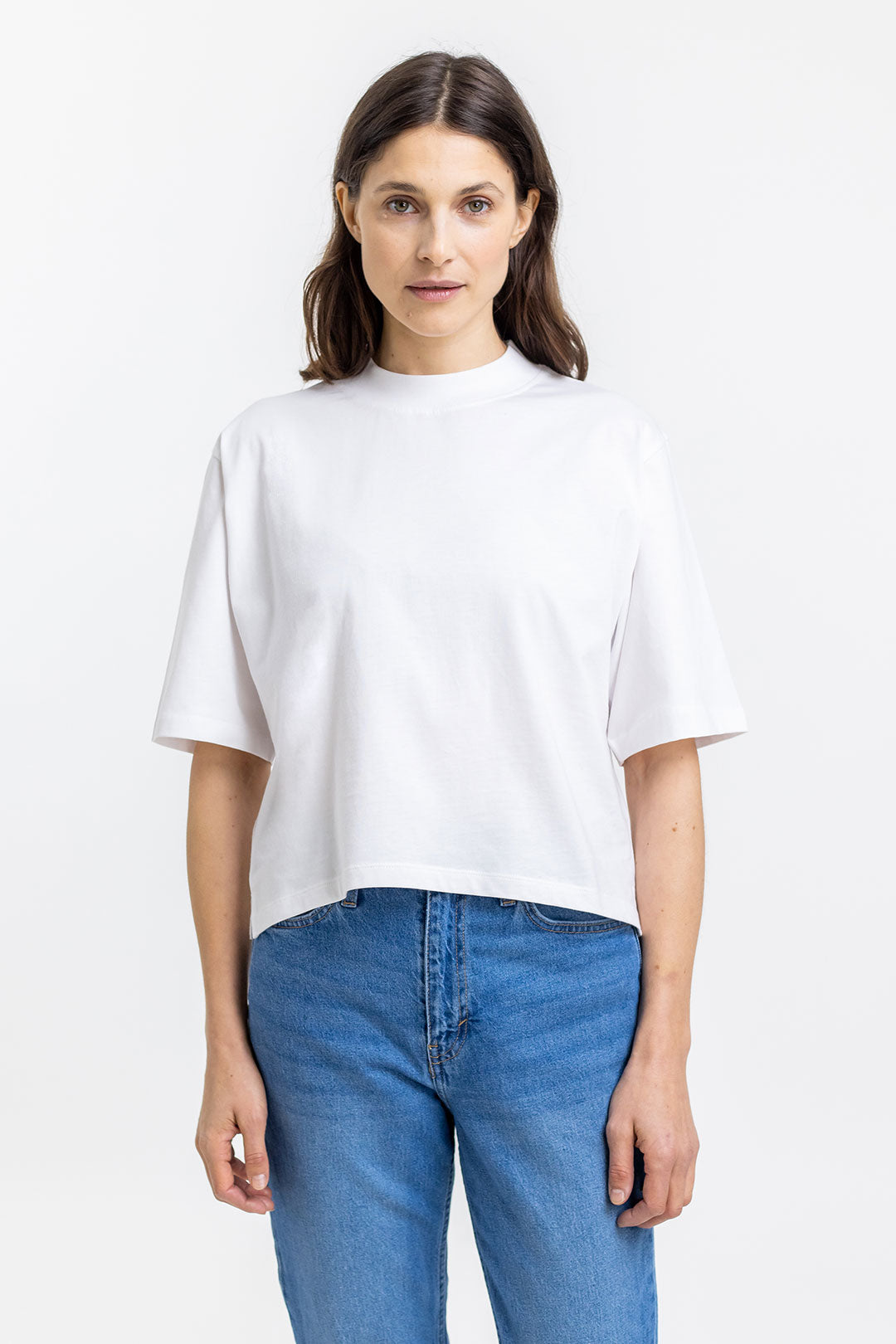 T-shirt blanc cropped en coton bio 