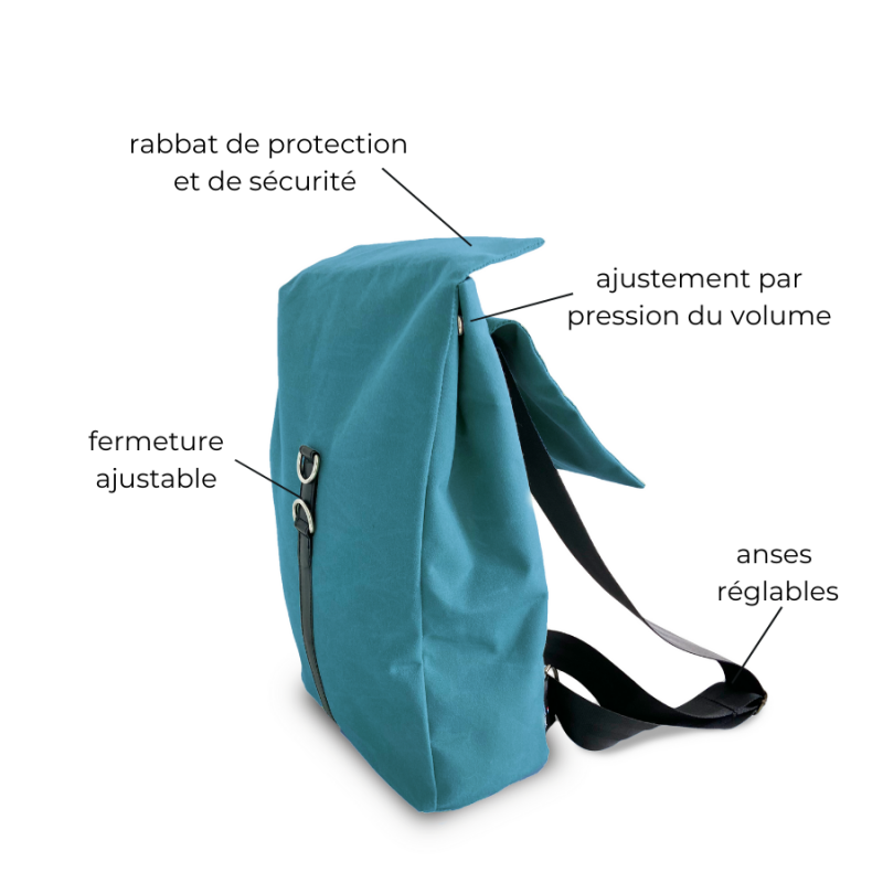 Upcycled urban Backpack - Blue