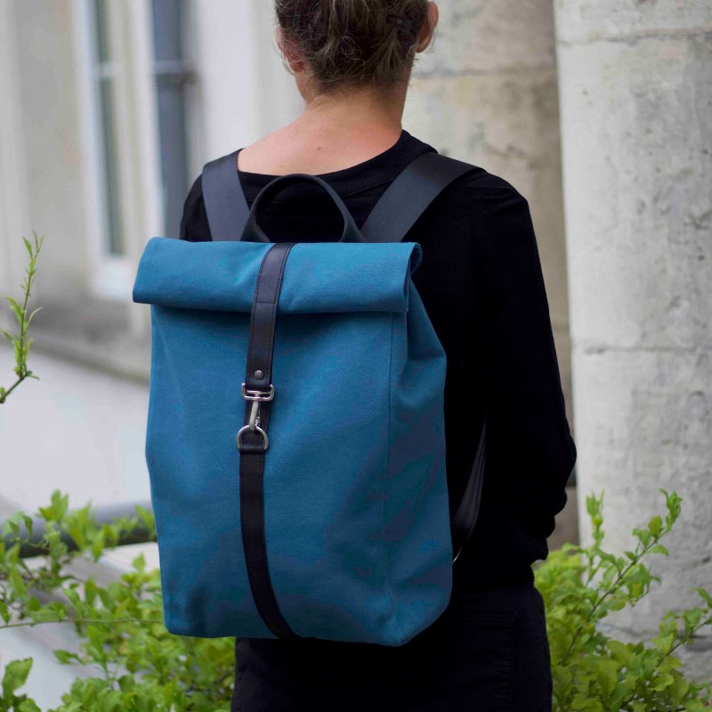 Upcycled urban Backpack - Blue
