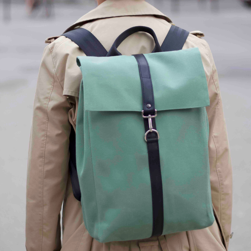 Upcycled urban Backpack - Green