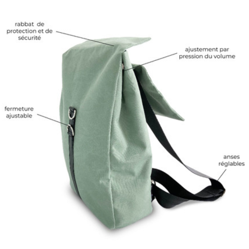 Upcycled urban Backpack - Green