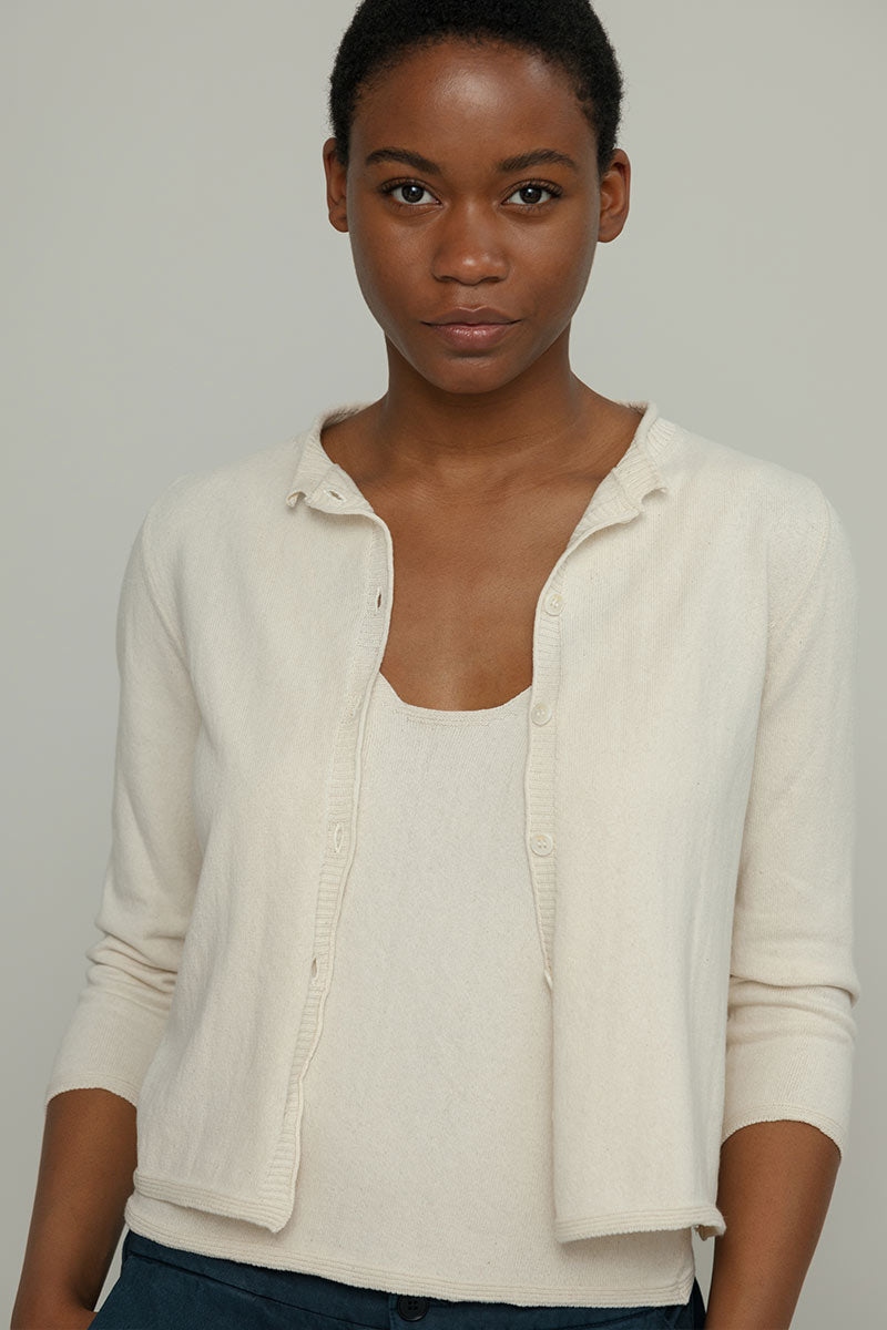 Leda cropped cardigan in ecru