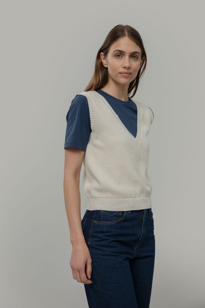 Pull sans manche Elodie Ecru