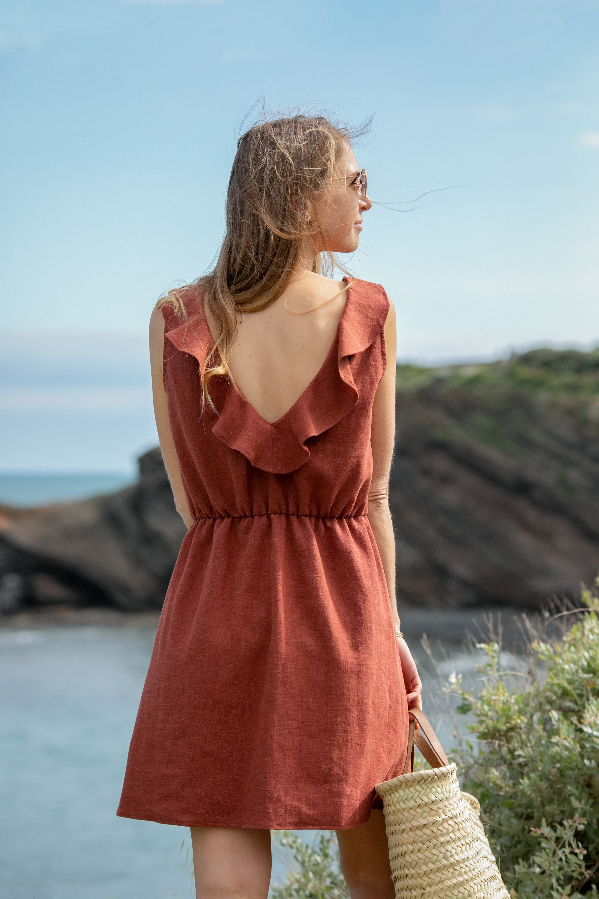 Leinenkleid Mathilde Sepia
