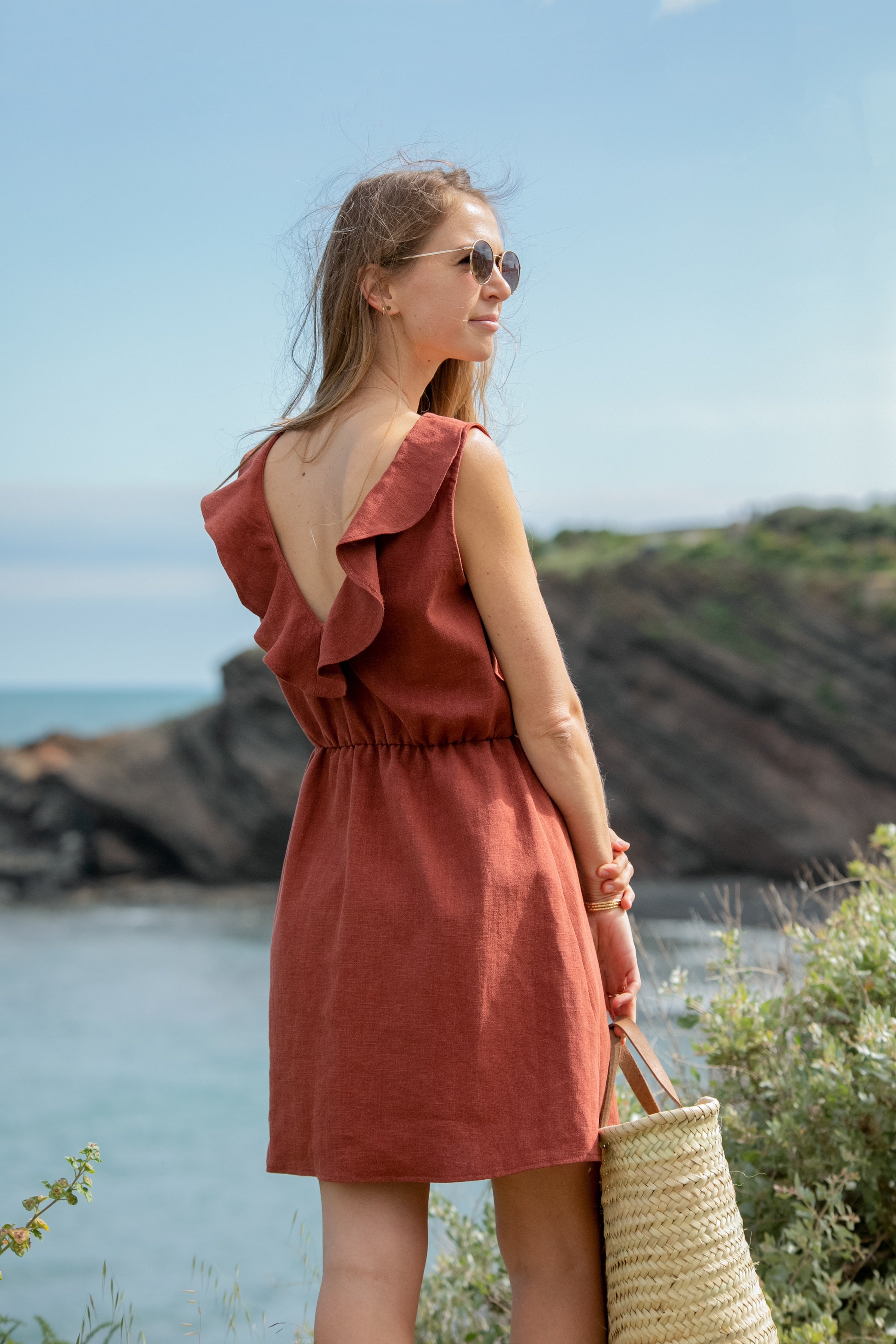Leinenkleid Mathilde Sepia