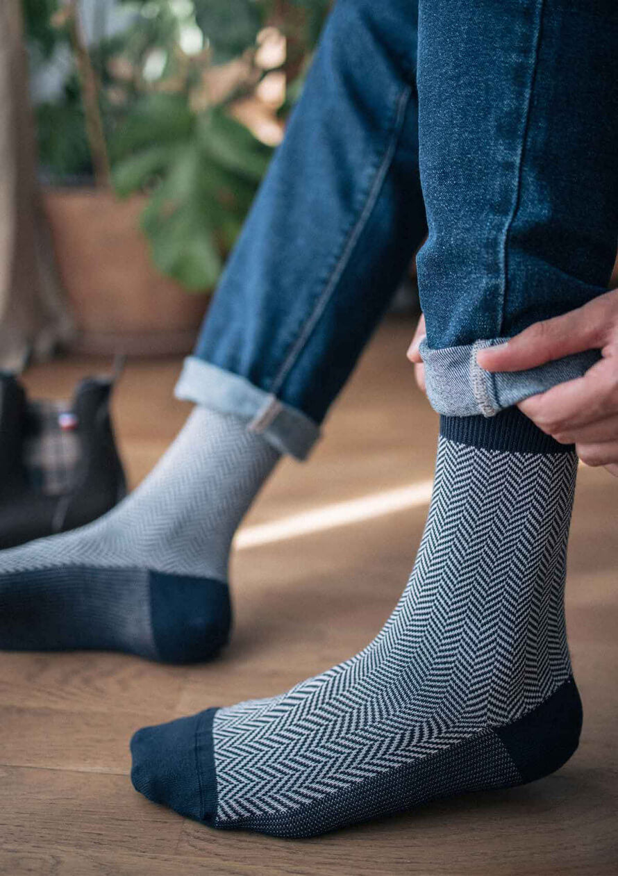 Gray Navy Green Socks Box