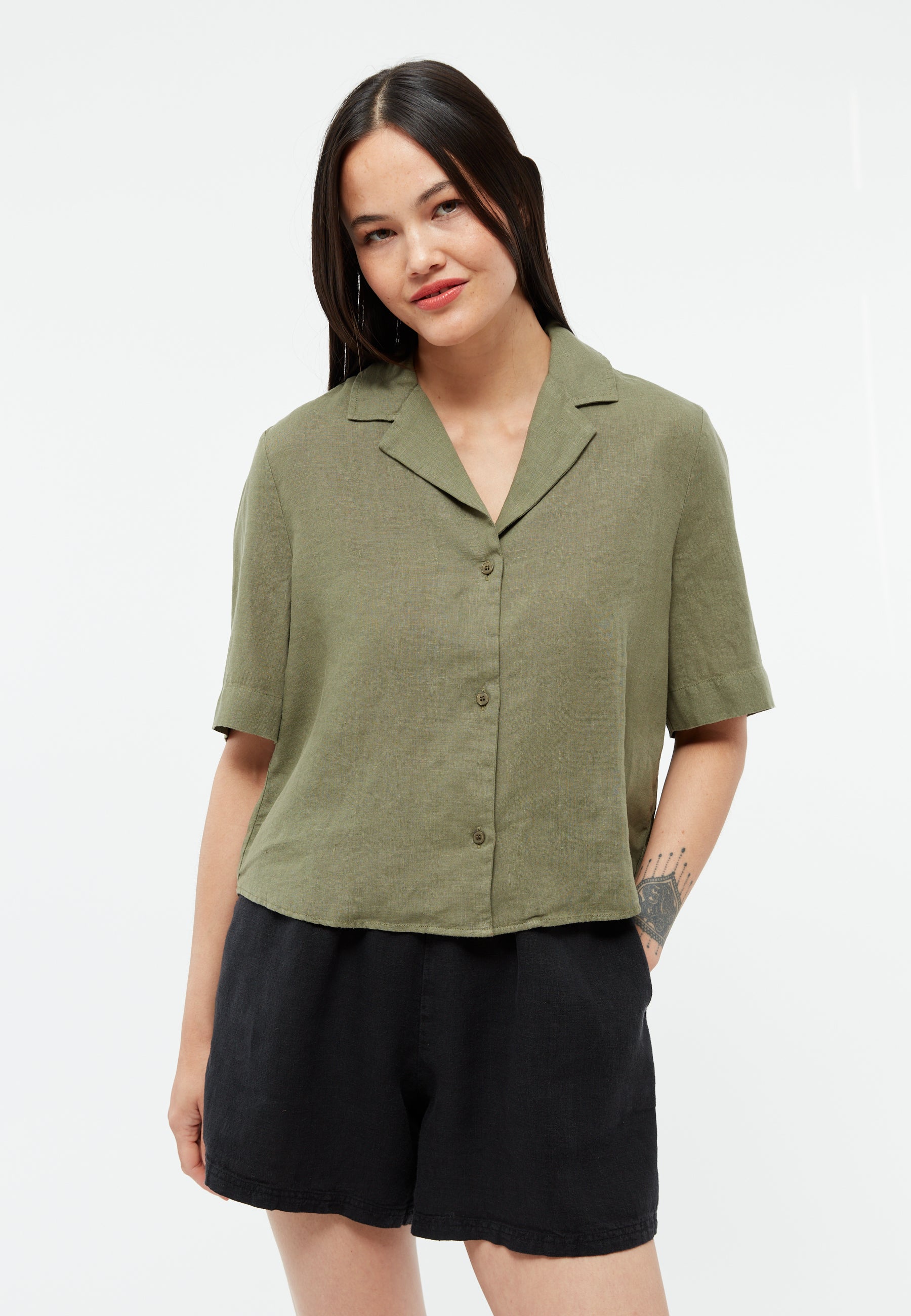 Linen Shirt Carol Faded Olive