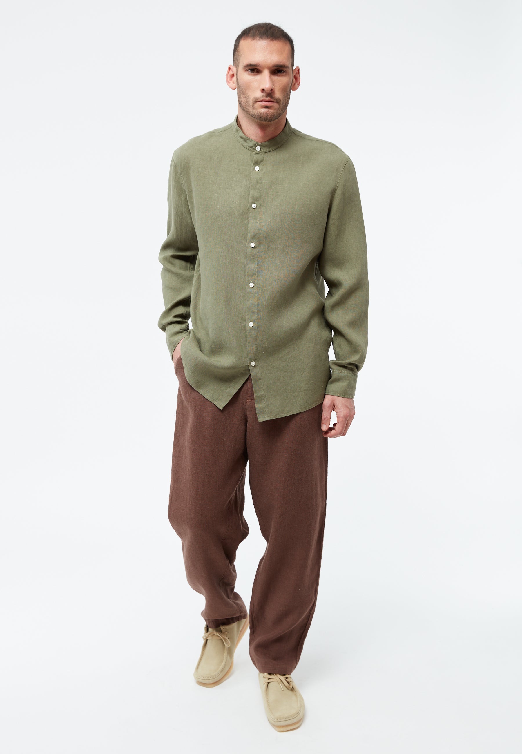 Chemise en lin Wes Olive