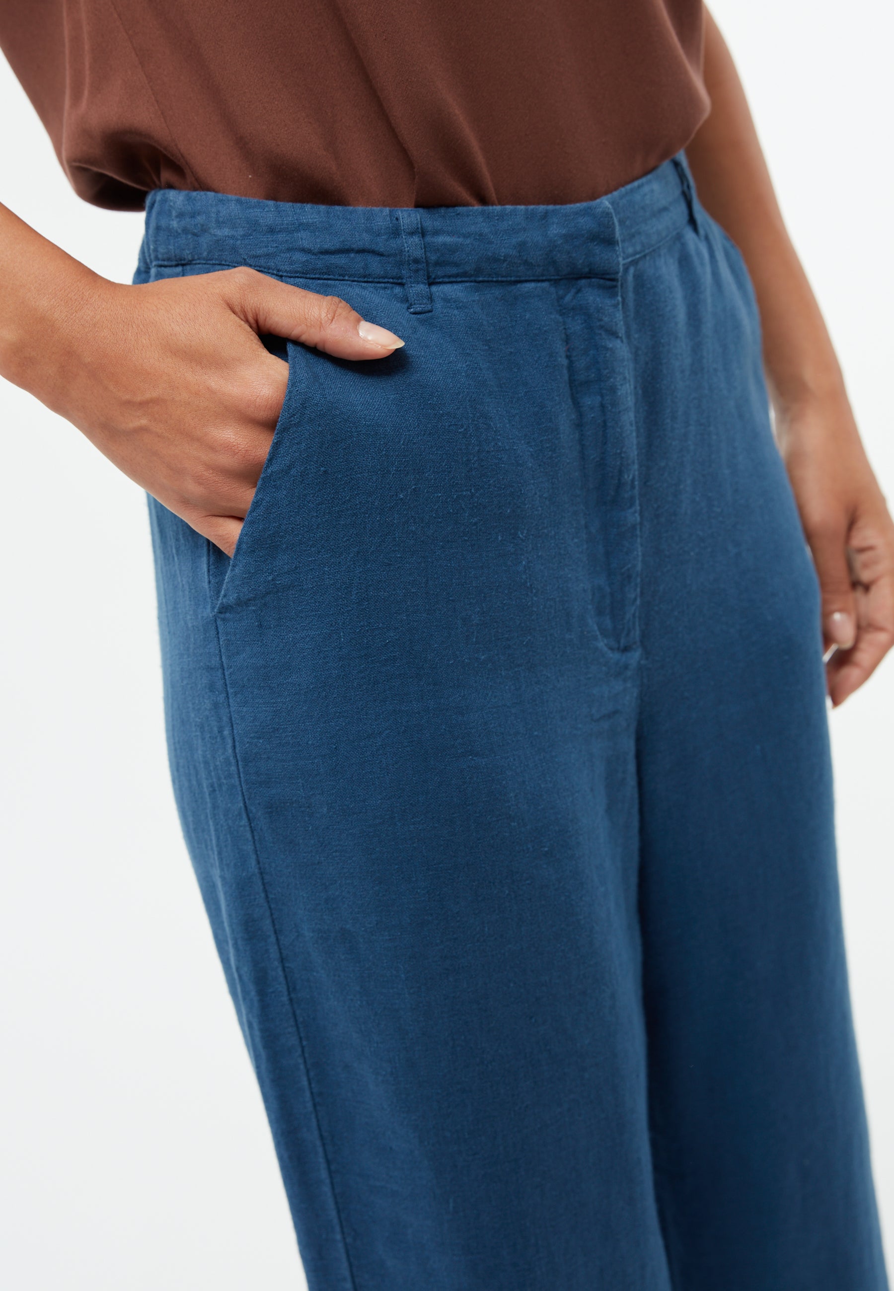 Pantalon en lin Beatrice Bleu