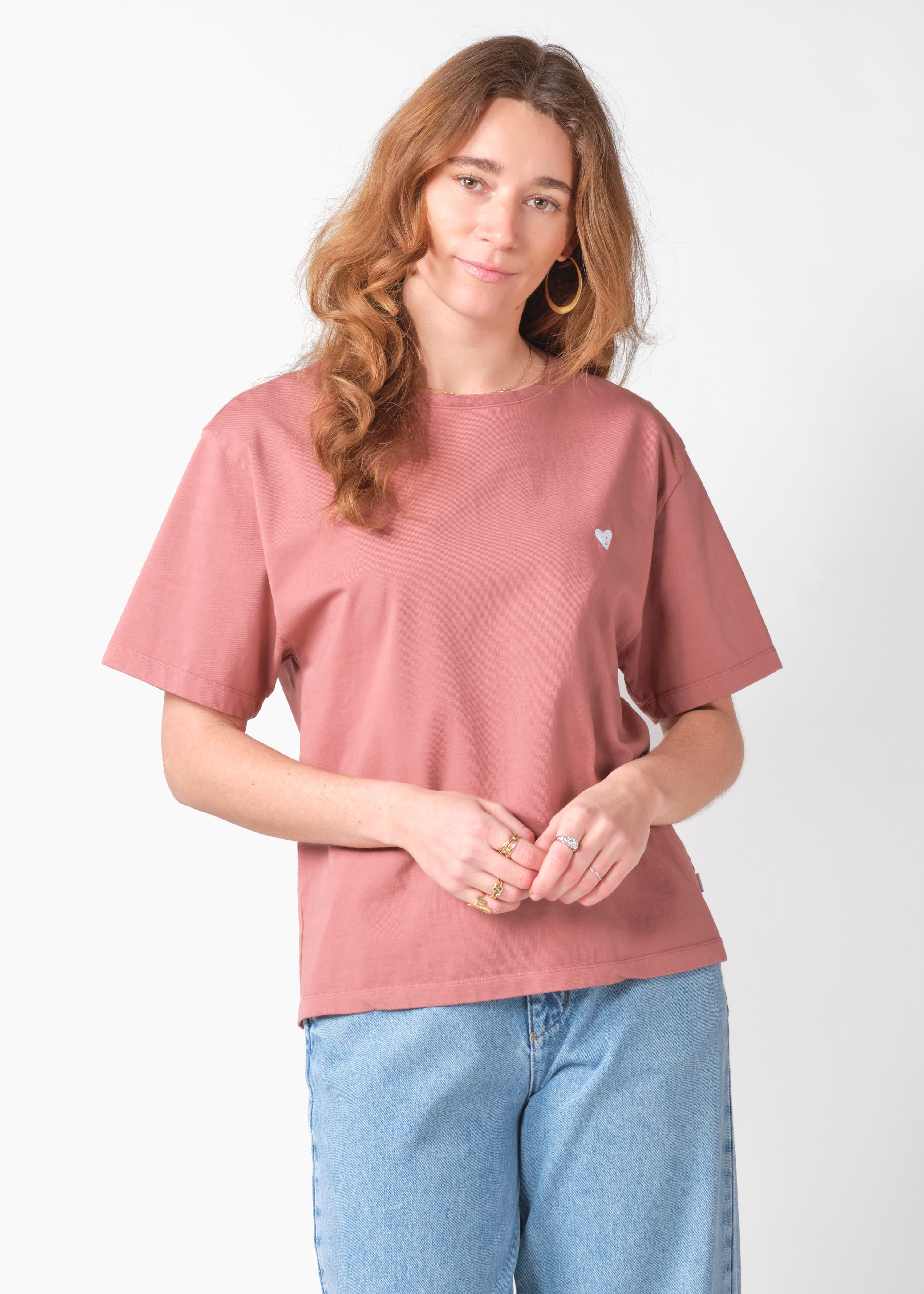 T-Shirt oversize Heart rose poudré