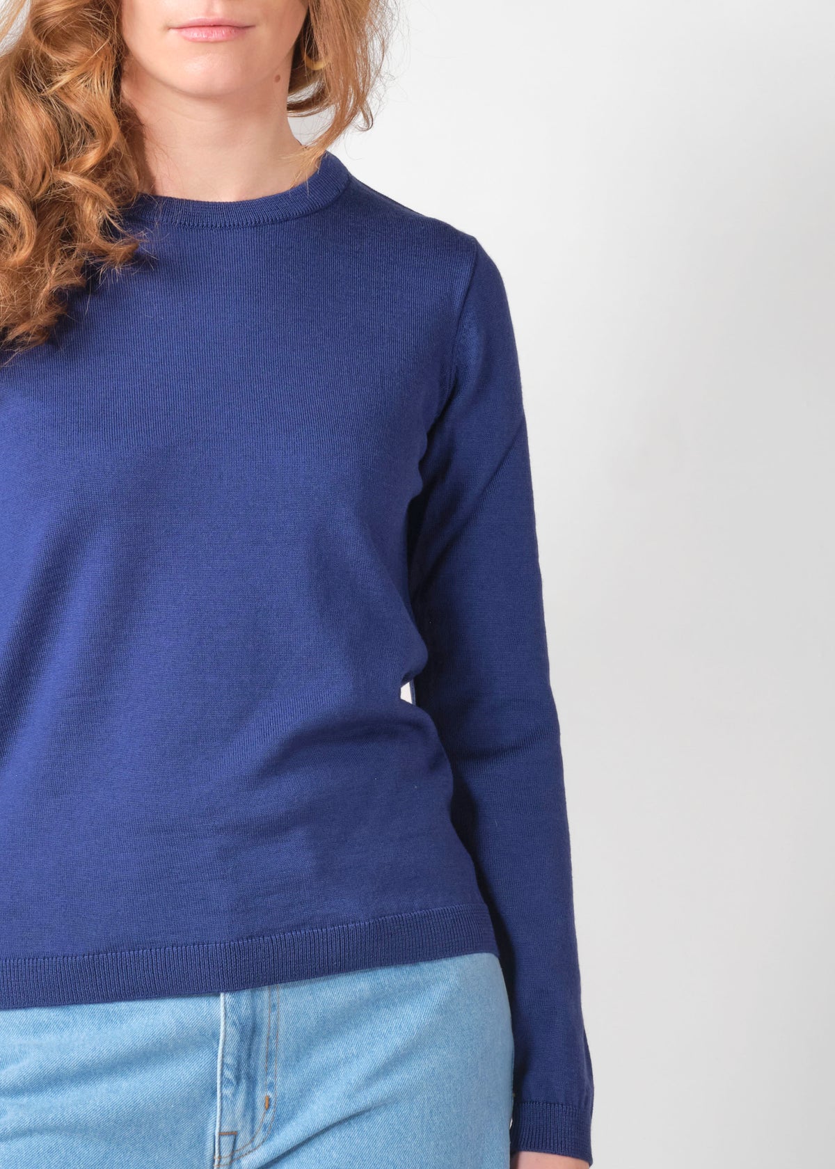 Pull fin merinos bleu