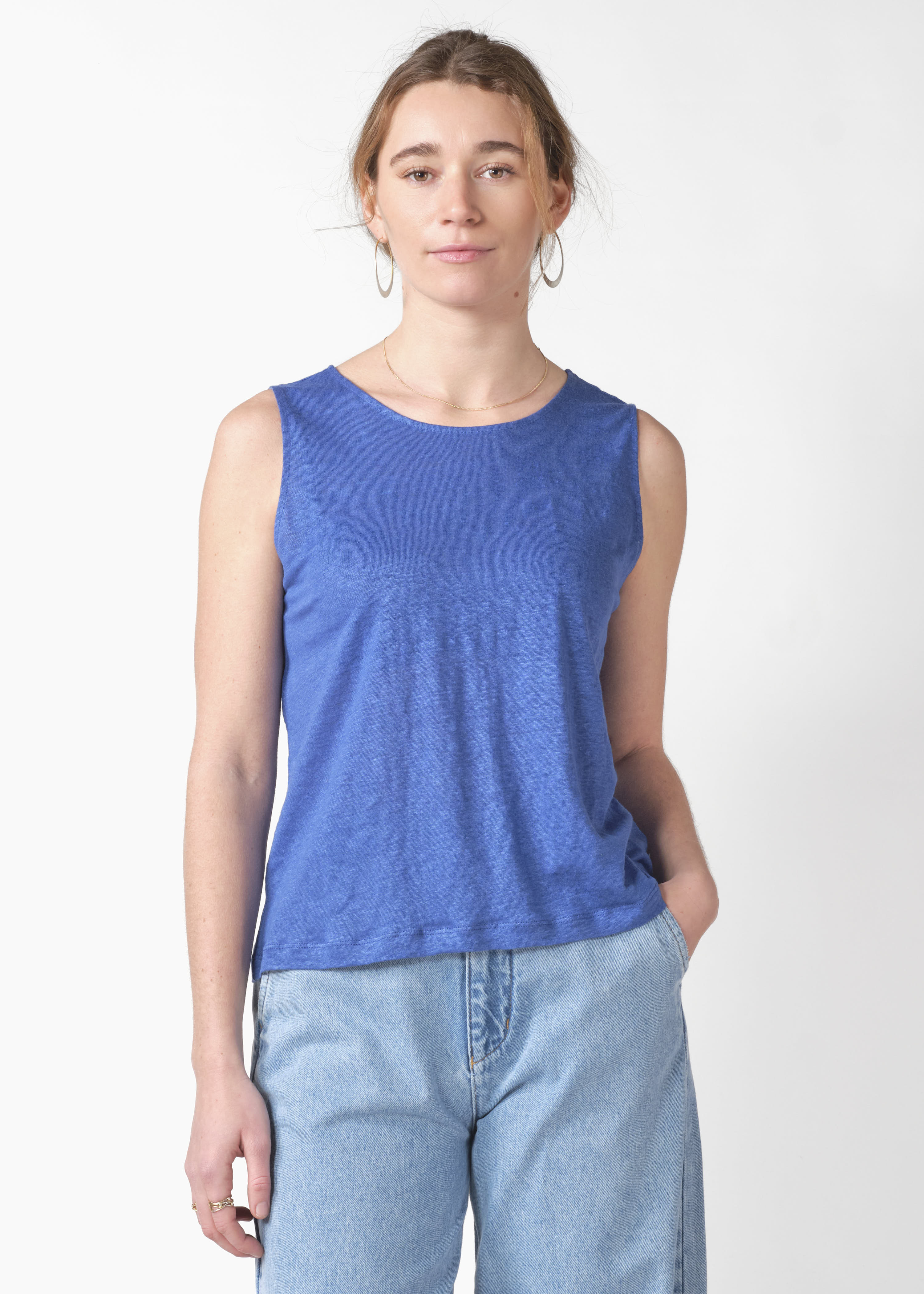 Leinen TankTop Dee Blau