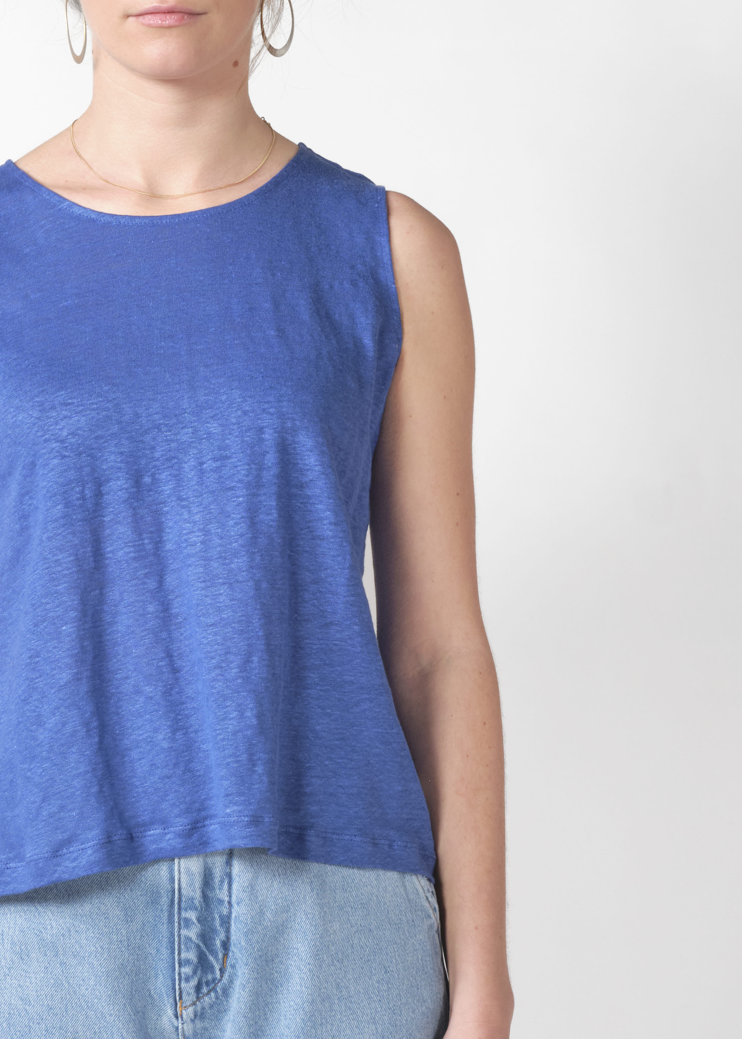 Linen Tanktop Dee Surf Blue