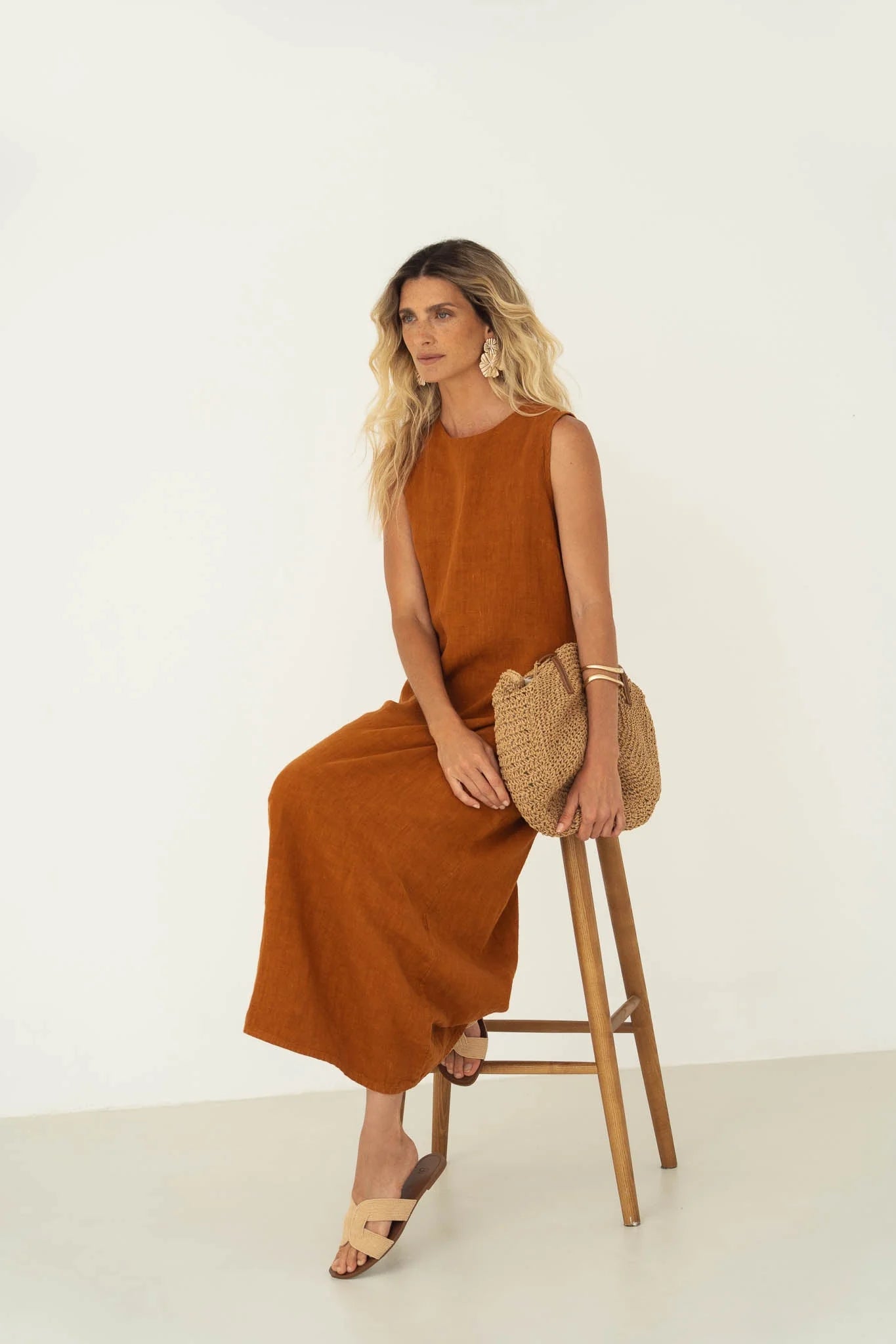 Leinen Kleid Léonie Ocker