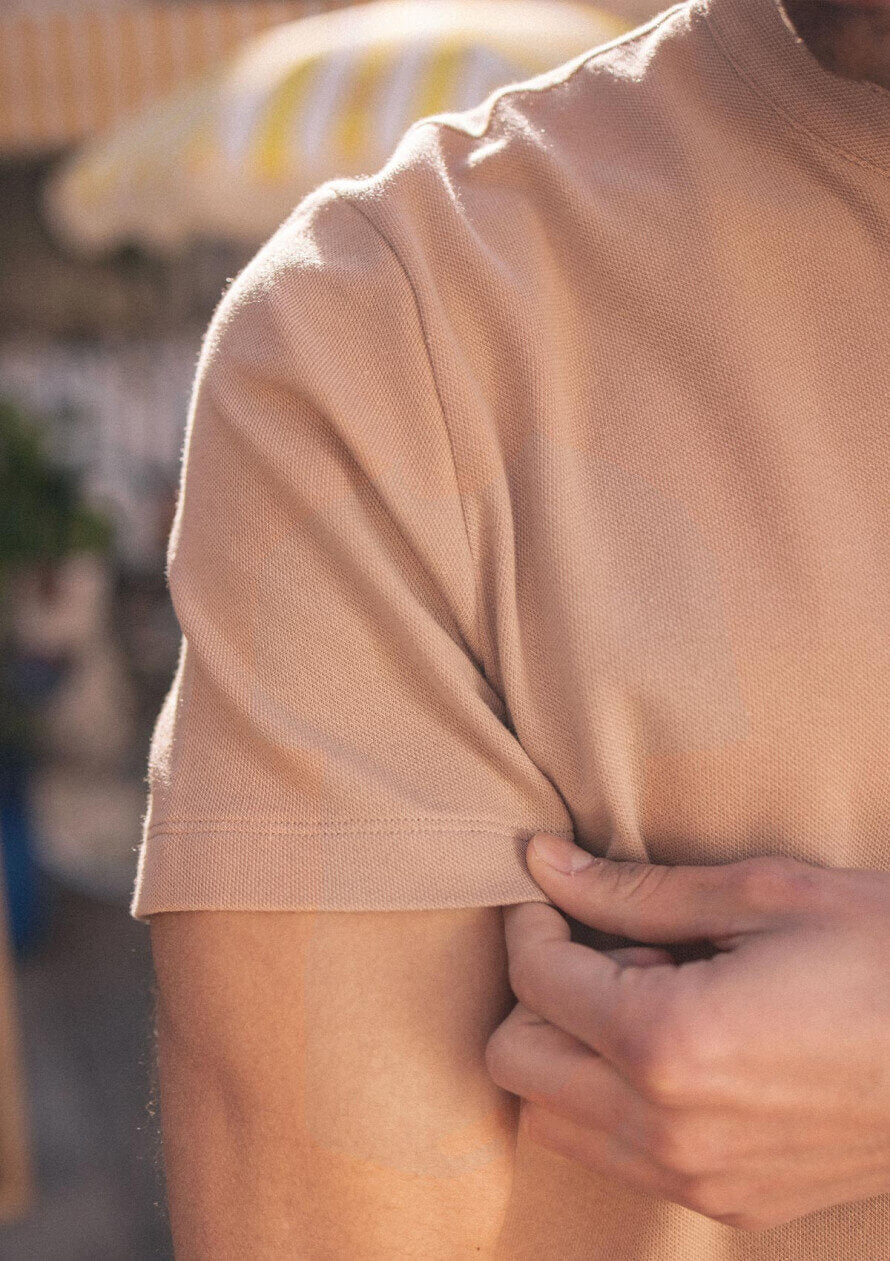 Polo Henley Emblème Beige