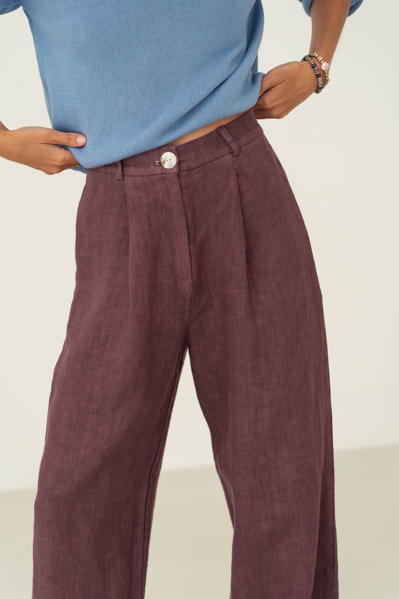 Leinen Hose Mara Aubergine