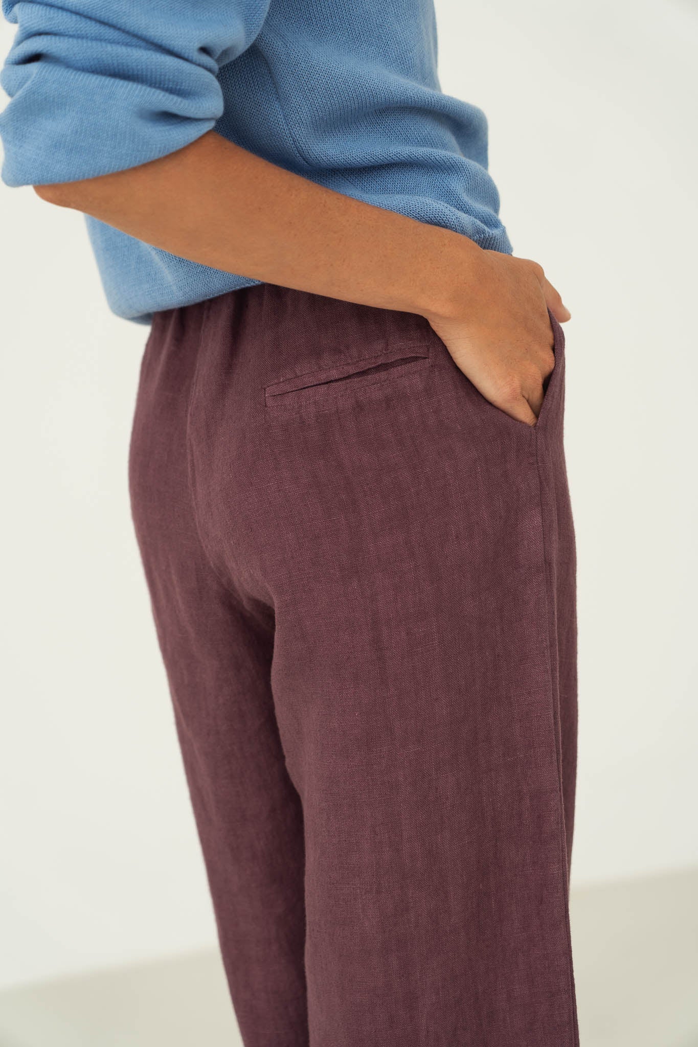 Leinen Hose Mara Aubergine