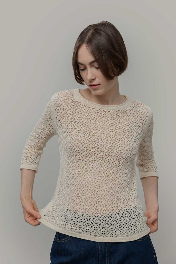 Spitzen Pullover Carmen White Burro