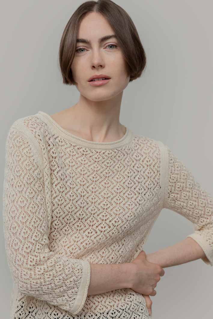Spitzen Pullover Carmen White Burro