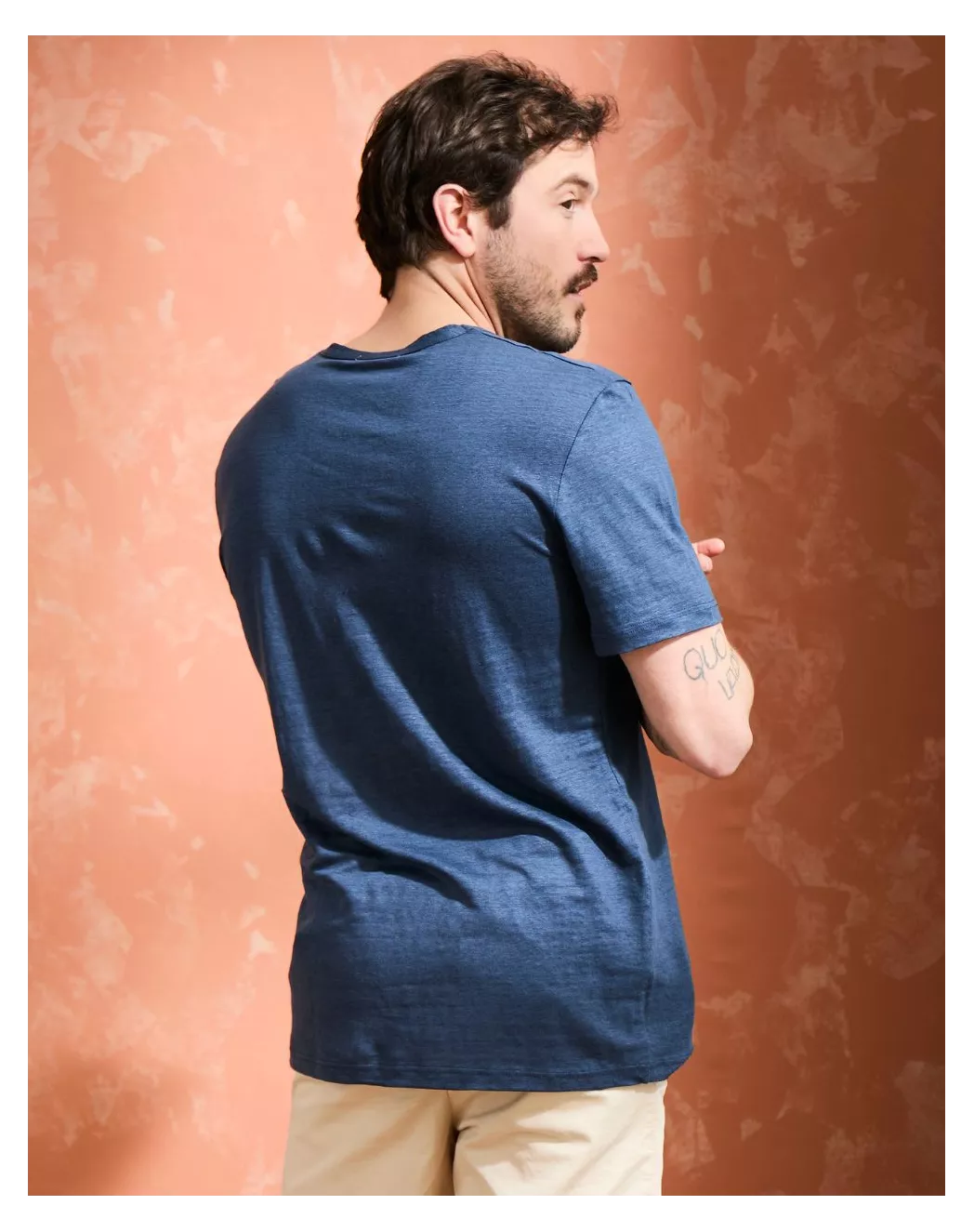 Alin Marine Leinen T-Shirt